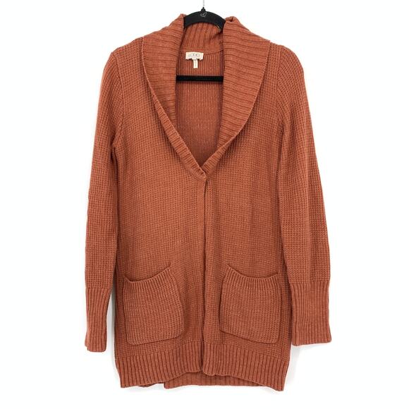 Logo By Lori Goldstein Womens Size XS Cotton Blend Cardigan Rust Brown - Picture 1 of 6